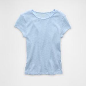 American Eagle Light Blue Hey Baby Tee - XS